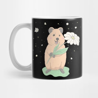 Lovely cute Quokka holds white flower Mug